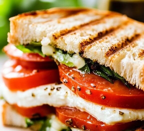 Sanduíche Caprese (Tomate, Muçarela de Búfala e Manjericão)