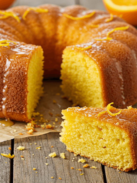 Bolo de laranja com calda