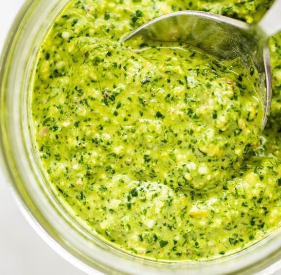 pesto de limão siciliano e hortelã