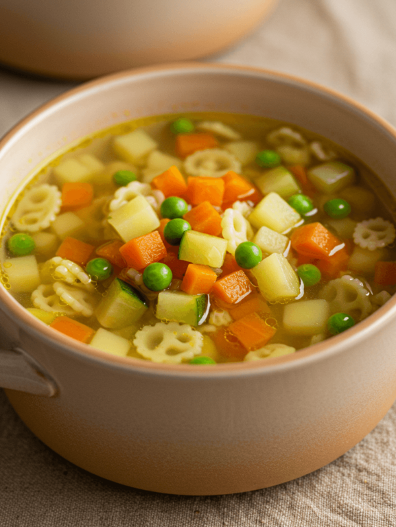 sopa de macarrão com legumes