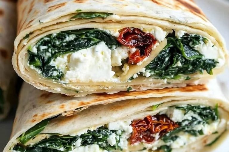 Wrap de Espinafre com Tomate Seco e Queijo Branco