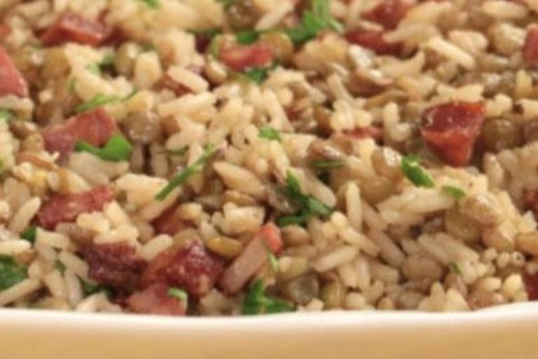 arroz com lentilha e calabresa
