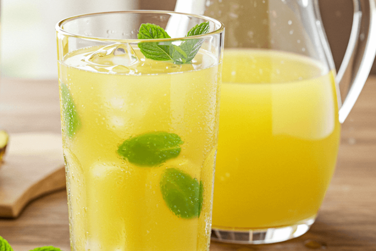 suco de abacaxi com hortelã