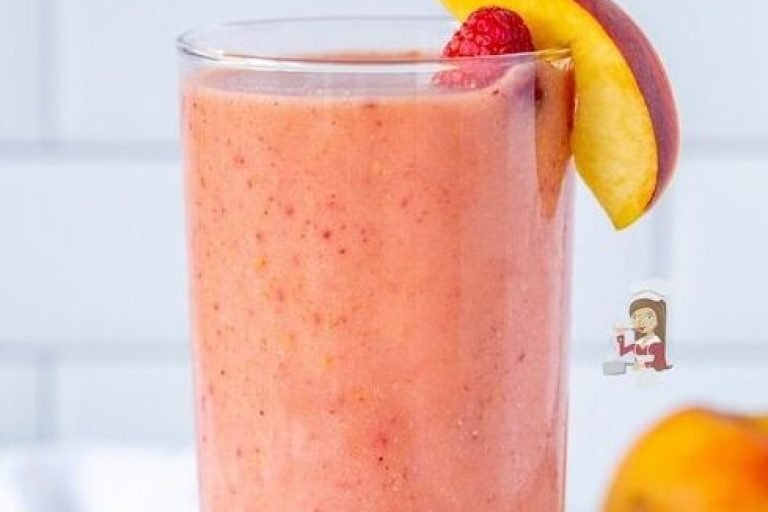 smoothie de pessego e framboesa